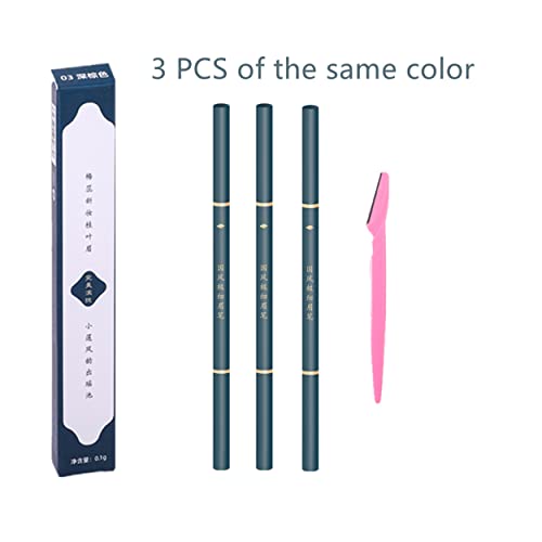 Thin Eyebrow Pencil,3 PCS Professional Waterproof Makeup Micro Brow Pencil,Brow Kit with Eyebrow Brush and Razor,Ultra-Fine Mechanical Pencil