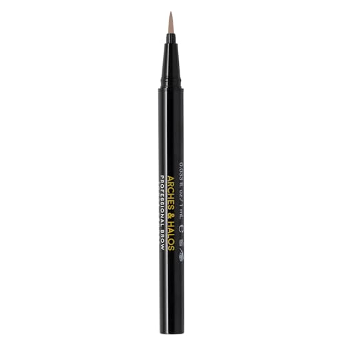 Arches & Halos Fine Bristle Tip Pen - Creamy, Buildable Formula for Shaping and Defining Eyebrows - Waterproof, Long Lasting, 24 Hour Color - Precise Bristled Applicator Tip - Mocha Blonde - 0.02 oz