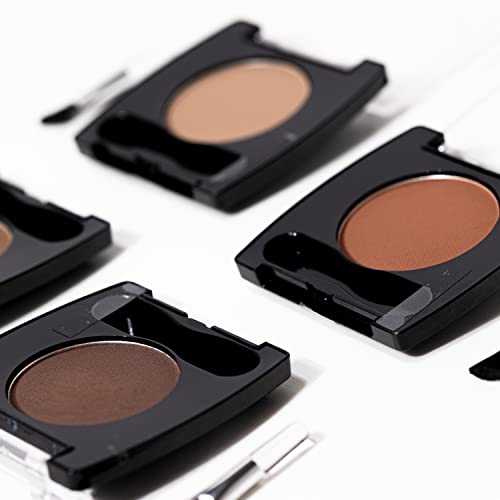 Palladio Brow Powder for Eyebrows, Soft and Natural Eyebrow Powder with Jojoba Oil & Shea Butter, Helps Enhance & Define Brows, Compact Size for Purse or Travel, Includes Applicator Brush, Dark Brown