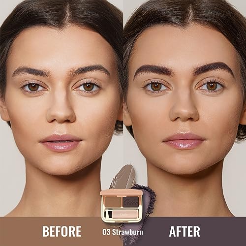 Oulac Waterproof Eyebrow Powder Gray Kit with Brow Brush 2 in1 Long Lasting Instant Eyebrow Pomade & Powder Natural Makeup for Sparse Brows 3.2 g/0.11 oz, Strawburn