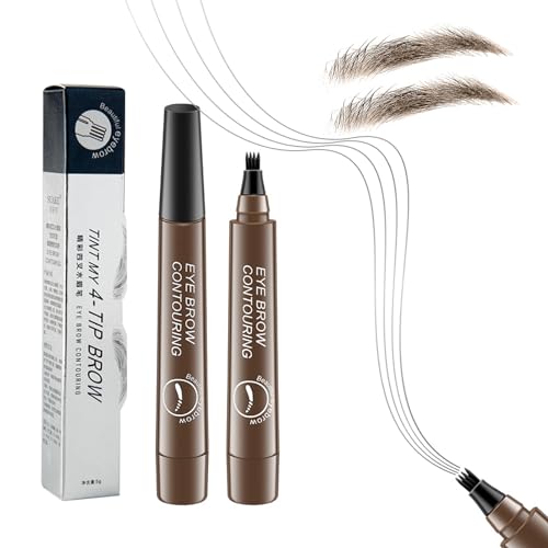 Eyebrow Contouring Pen, Waterproof Microblading Eyebrow Pencil with 4-Prong Micro-Fork-Tip Applicator, Liquid Eyebrow Pencils for women Creates Natural Looking Brows Effortlessly (Dark Brown)