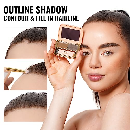 Oulac Waterproof Eyebrow Powder Gray Kit with Brow Brush 2 in1 Long Lasting Instant Eyebrow Pomade & Powder Natural Makeup for Sparse Brows 3.2 g/0.11 oz, Strawburn