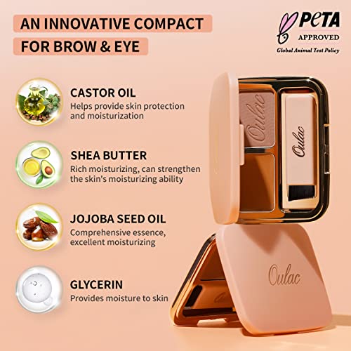 Oulac Waterproof Eyebrow Powder Gray Kit with Brow Brush 2 in1 Long Lasting Instant Eyebrow Pomade & Powder Natural Makeup for Sparse Brows 3.2 g/0.11 oz, Strawburn