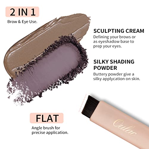 Oulac Waterproof Eyebrow Powder Gray Kit with Brow Brush 2 in1 Long Lasting Instant Eyebrow Pomade & Powder Natural Makeup for Sparse Brows 3.2 g/0.11 oz, Strawburn