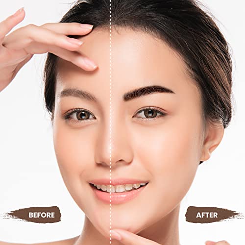 Eyebrow Stamp Stencil Kit (Medium Brown), Eyebrow Stamp Pomade with 24 Reusable Thin & Thick Brow Stencils, Eyebrow Stencils Shaping Kit Definer Natural Finish