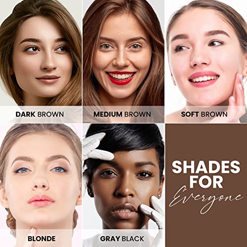 Eyebrow Stamp Stencil Kit (Medium Brown), Eyebrow Stamp Pomade with 24 Reusable Thin & Thick Brow Stencils, Eyebrow Stencils Shaping Kit Definer Natural Finish