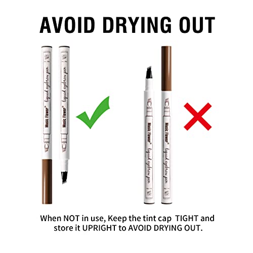 Music Flower Eyebrow Pen, Liquid Eyebrow Pen, Waterproof Brow Pencil with Micro-Fork Tip, Smudgeproof Long Lasting Fine Sketch Microblading Pen, Reddish Brown