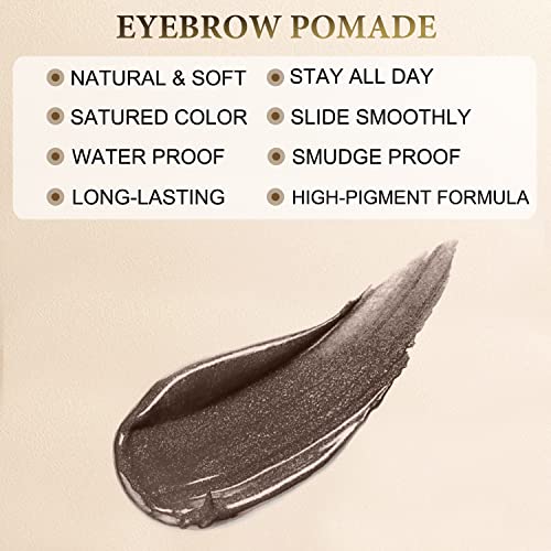 LAVONE Eyebrow Stamp Stencil Kit, Brow Stamp Trio Kit with Waterproof Eyebrow Pencil, Eyebrow Pomade, 20 Eyebrow Stencils, Dual-ended Eyebrow Brush and Sponge Applicator - Dark Brown