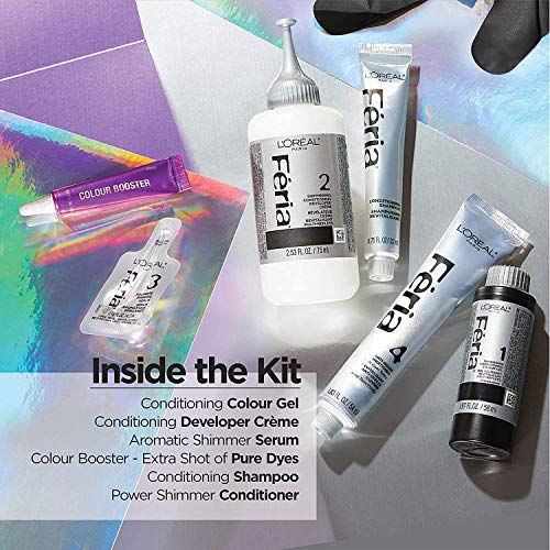 L'Oreal Paris Feria Multi-Faceted Shimmering Permanent Hair Color Hair Dye, V38 Violet Noir (Pack of 2)