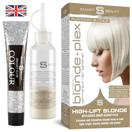 Smart Beauty Platinum Blonde Hair Dye Permanent, with Plex Anti-Breakage Technology that Protects Rebuilds Restores Hair Structure, Permanent Hair Colour, Bleach Hair Dye, Vegan, Cruelty Free