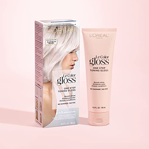 L'Oreal Paris Le Color Gloss One Step In-Shower Toning Hair Gloss for Bleached Hair, Neutralizes Brass, Conditions & Boosts Shine, Platinum Pearl, 4 Ounce (Pack of 2)