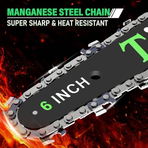 tietoc Mini Chainsaw 6 Inch Cordless [Gardener Friendly] Super Handheld Rechargeable Chain Saw With 2 Batteries, Small Electric Chainsaws Battery Powered For Wood/Trees Cutting