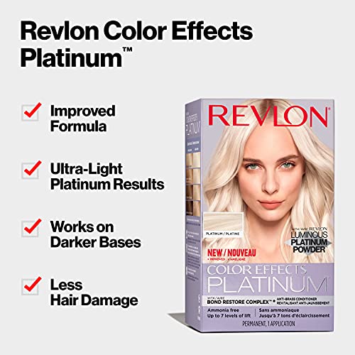 Revlon Color Effects Permanent Highlighting Kit, Ammonia & Paraben Free Hair Dye, 60 Platinum, 8 Oz (Pack of 1)