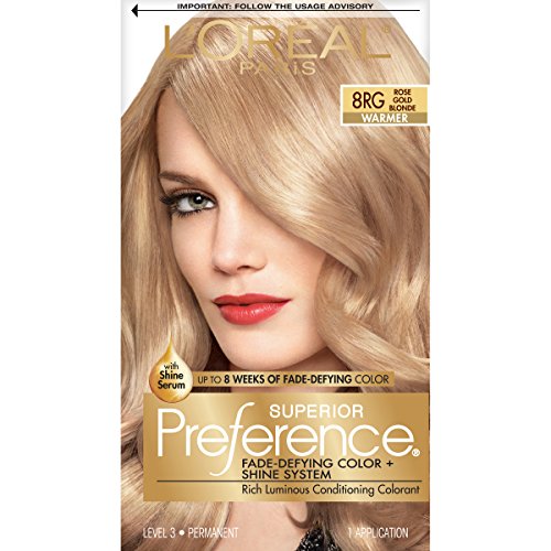 L'Oreal Paris Superior Preference Fade-Defying Color + Shine System, 8RG Rose Gold Blonde(Packaging May Vary)