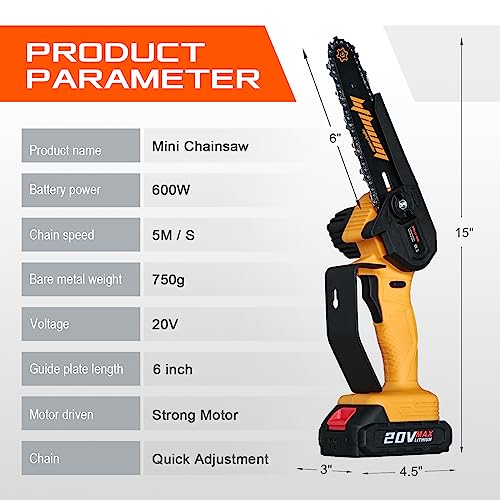 6-Inch Mini Electric Cordless Handheld Chainsaw for Wood Cutting