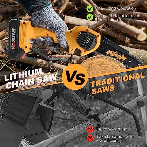 6-Inch Mini Electric Cordless Handheld Chainsaw for Wood Cutting