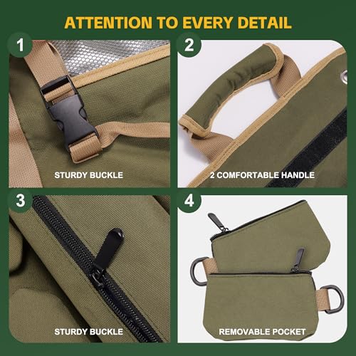 Hleelomi Roll Up Tool Bag Organizer, Oxford Cloth Portable Men's Tool Tote, Green