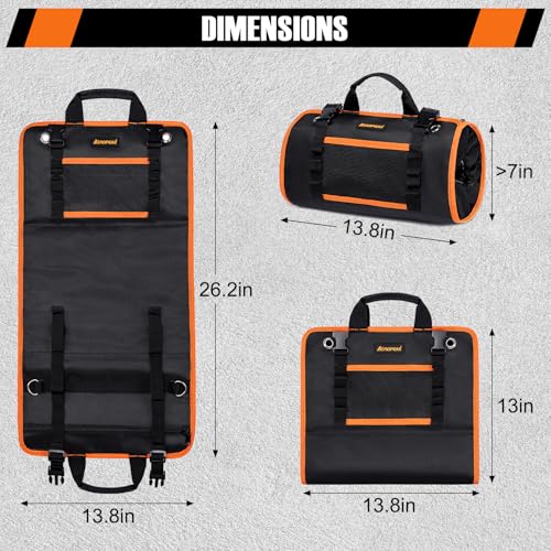 AUROPEAK Roll Up Tool Bag Organizer, Heavy Duty Tool Roll Bag for Men, Portable Tool Roll Up Bag with 12 Pockets, Waterproof 1680D Tool Bag Organizer for Mechanic Electrician HVAC Repairman Carpenter