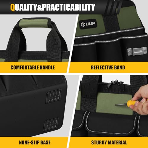 UUP 12-Inch Small Tool Bag, 15-Pocket Portable Tool Box Organizer Storage, Heavy Duty Tactical Carry Bag with Large Zipper, Adjustable Shoulder Strap, Father Day Dad Men Gifts for Mechanic Electrician