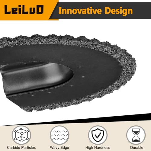 LEILUO 3 Pcs 80MM Carbide Multitool Blades for Grout Removal Universal Oscillating Tool Accessories with Storage Bag Compatible with DeWalt Dremel Milwaukee Makita and More