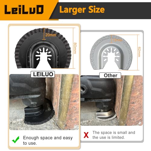 LEILUO 3 Pcs 80MM Carbide Multitool Blades for Grout Removal Universal Oscillating Tool Accessories with Storage Bag Compatible with DeWalt Dremel Milwaukee Makita and More