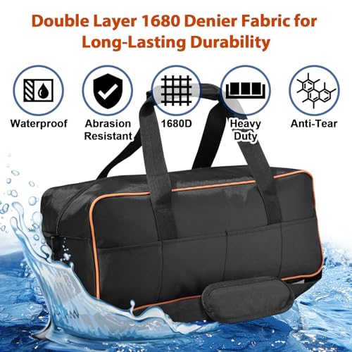 TCXDG 20 Inch Tool Bag Kit Set, 1680 Denier Fabric Tool Bag with Adjustable Shoulder Strap and Ergonomic Handle, Water Proof Tool Bag Comes with Multi-Size Tool Storage Bag & Magnetic Wristband