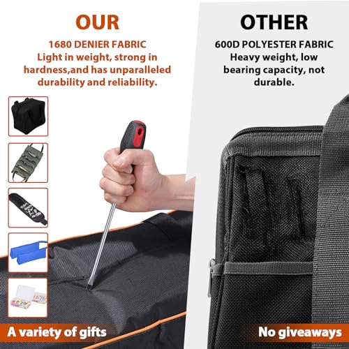 TCXDG 20 Inch Tool Bag Kit Set, 1680 Denier Fabric Tool Bag with Adjustable Shoulder Strap and Ergonomic Handle, Water Proof Tool Bag Comes with Multi-Size Tool Storage Bag & Magnetic Wristband