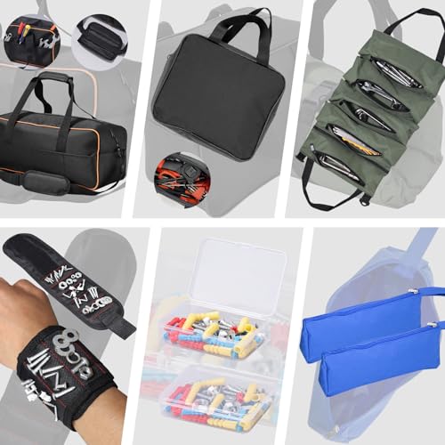 TCXDG 20 Inch Tool Bag Kit Set, 1680 Denier Fabric Tool Bag with Adjustable Shoulder Strap and Ergonomic Handle, Water Proof Tool Bag Comes with Multi-Size Tool Storage Bag & Magnetic Wristband