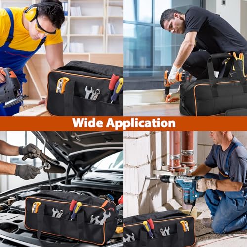 TCXDG 20 Inch Tool Bag Kit Set, 1680 Denier Fabric Tool Bag with Adjustable Shoulder Strap and Ergonomic Handle, Water Proof Tool Bag Comes with Multi-Size Tool Storage Bag & Magnetic Wristband