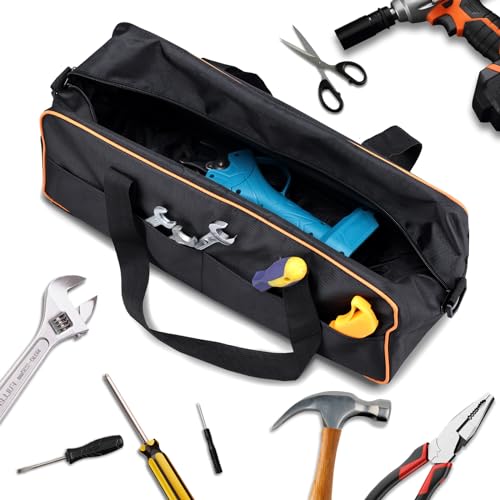 TCXDG 20 Inch Tool Bag Kit Set, 1680 Denier Fabric Tool Bag with Adjustable Shoulder Strap and Ergonomic Handle, Water Proof Tool Bag Comes with Multi-Size Tool Storage Bag & Magnetic Wristband