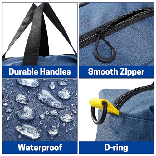 WISEPRO 16 INCH Wide Mouth Tool Bag, Waterproof Tool Storage Bag Portable Large Capacity Tool Tote Bags with D-rings, Utility Bag Tool Organizer for Storage Wrenches Pliers Tools