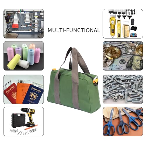 12Inch Heavy Duty Tool Storage Bag with Zipper, Large Capacity Utility Tool Tote Organizer Pouch for Electricians, Carpenter, Mechanic