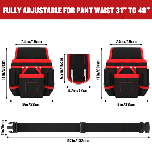 Kowsinde Tool Belt, Magnetic Tool Pouch with 26 Pocket Tool Belts for Men, Heavy Duty Adjustable Tool Pouch Bag, Detachable Utility Belt Tool Bags for Electrician, Carpenter, Construction