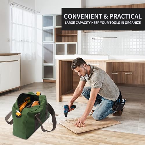 12Inch Heavy Duty Tool Storage Bag with Zipper, Large Capacity Utility Tool Tote Organizer Pouch for Electricians, Carpenter, Mechanic
