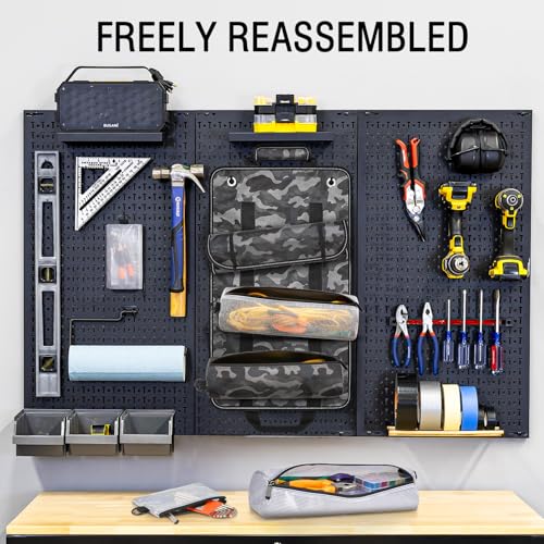 Roll Up Tool Bag, FUZVOL Heavy Duty Tool Roll Bags with Small Detachable Tool Pouch and Wrench Roll Organizer, Gifts For Men, Mechanic, Electrician, Camouflage Blue