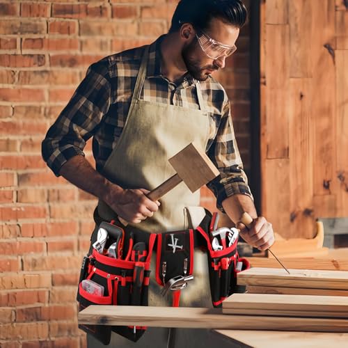 Kowsinde Tool Belt, Magnetic Tool Pouch with 26 Pocket Tool Belts for Men, Heavy Duty Adjustable Tool Pouch Bag, Detachable Utility Belt Tool Bags for Electrician, Carpenter, Construction