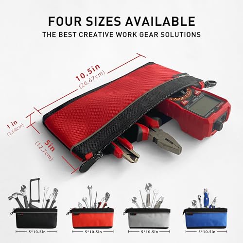 4 Pack 10.5" Small Tool Pouches with Zipper Small Tool Bags Waterproof 1680D Tool Pouch Bags for Men Multipurpose Tool Storage Organizer