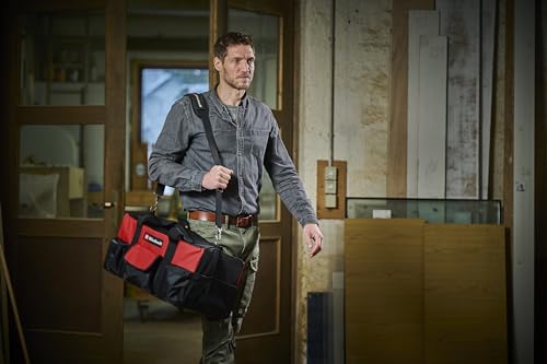 Einhell Tool Bag 56/29 - Carry Case for Tools & Accessories, Durable with Reinforced Base, Carrying Strap, Carrying Handle, Various Pockets and Compartments - Power Tool Storage