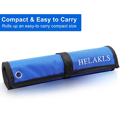 HELAKLS Wrench Tool Pouch, Wrench Organizer Roll Up Sae and Metric, Heavy Duty Canvas Wrench Bag Roll Up Blue 12 Pockets Metric+ 13 Pockets SAE
