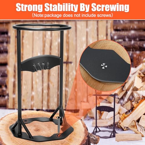 QuliMetal Carbon Steel Kindling Splitter With Firewood Tote Bag, Manual Firewood Splitter With Firm welding, Heavy Duty Log Splitting Tool, Firewood Cracker Cutter, Dia. 10.2"