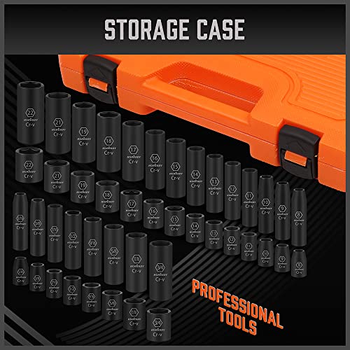 HORUSDY 50-Piece Impact Socket Set, Standard & Metric