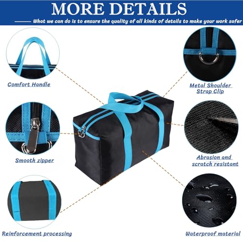 BLIRITEL Wide Mouth Tool Bag, Heavy Duty Tool Bag for Men, High Capacity Tool Tote Bag for Electricians, Multipurpose Power Tool Bag Organizer for Mechanics Carpenters (20 Inch)