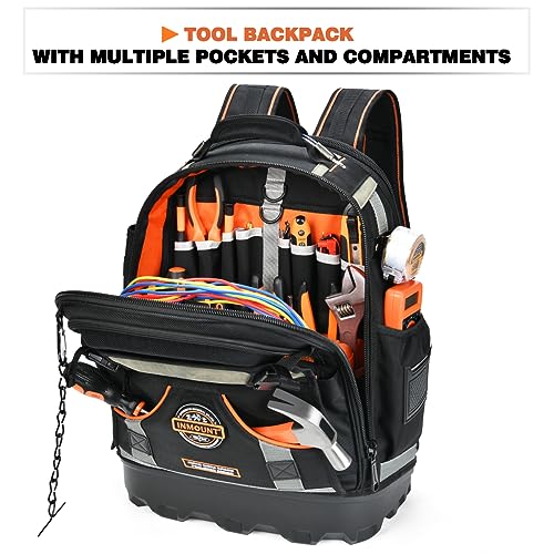 Backpack Tool Bag for Men, Durable Electrician 78 - Pockets & Loops Tools Bag Heavy Duty Pro Tool Organizer for Tradesman, HVAC Tool Carrier for Construction with Molded Base and Combination Lock