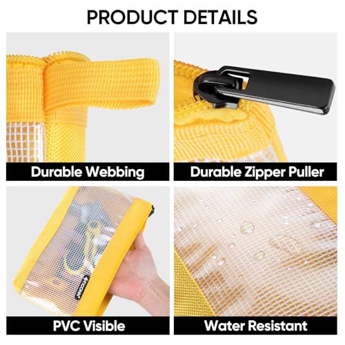 TICONN Tool Pouch, 1680D Oxford Small Tool Bag, Tool Pouches with Zipper, Clear Utility Bag Zipper Pouch for Tool Organizers and Storage (3PK Combo)