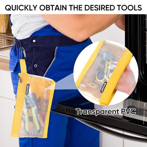 TICONN Tool Pouch, 1680D Oxford Small Tool Bag, Tool Pouches with Zipper, Clear Utility Bag Zipper Pouch for Tool Organizers and Storage (3PK Combo)