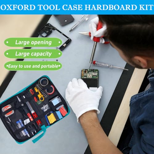 BLIRITEL Tool Bag Organizer, Oxford Tool Case Hardboard Kit, Portable Small Tool Pouch with Zipper, Handheld Screwdriver Pouch Tool Kits Organizer for Carpenter Mechanic (CASE ONLY） (L)