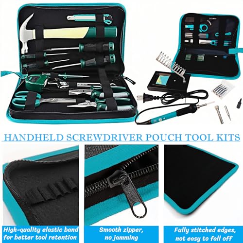 BLIRITEL Tool Bag Organizer, Oxford Tool Case Hardboard Kit, Portable Small Tool Pouch with Zipper, Handheld Screwdriver Pouch Tool Kits Organizer for Carpenter Mechanic (CASE ONLY） (L)