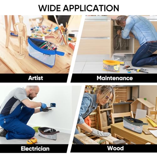 TICONN Tool Pouch, 1680D Oxford Small Tool Bag, Tool Pouches with Zipper, Clear Utility Bag Zipper Pouch for Tool Organizers and Storage (3PK Combo)