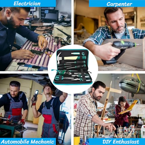 BLIRITEL Tool Bag Organizer, Oxford Tool Case Hardboard Kit, Portable Small Tool Pouch with Zipper, Handheld Screwdriver Pouch Tool Kits Organizer for Carpenter Mechanic (CASE ONLY） (L)