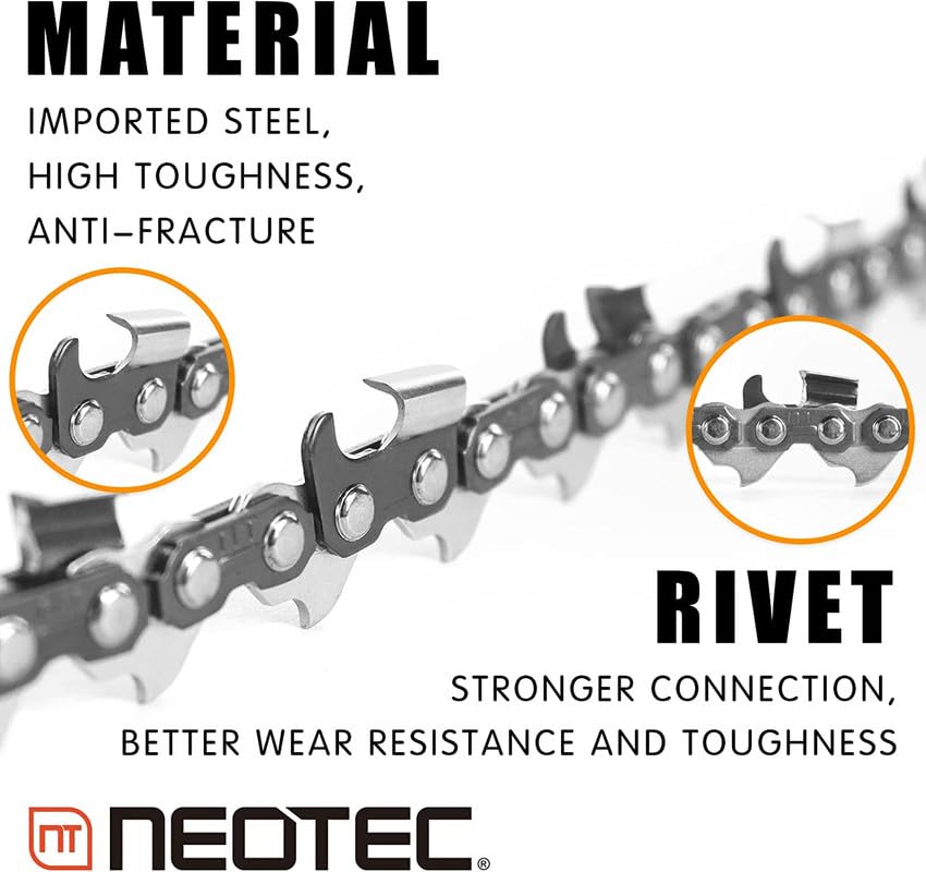 NEO-TEC 16 Inch Chainsaw Chain 3/8" LP Pitch, 0.050" Gauge, 56 Drive Links Fits for Craftsman, Poulan, Echo, Greenworks Chainsaw and More- S56 (3 Chains)